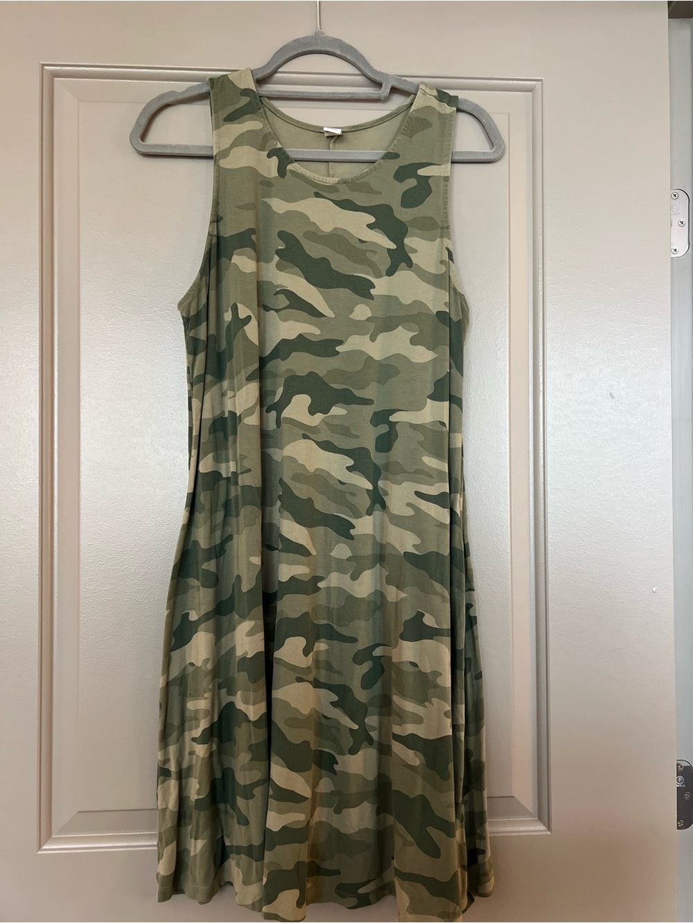 Old Navy Olive & Khaki Camo Midi Tank Dress